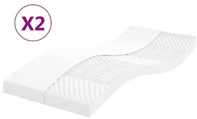 Colchões de espuma 2 pcs 80x200 cm 7 zonas dureza 20 ILD branco