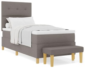 Cama Box Spring vidaXL com Colchão e Banco Taupe 90x200 cm em Tecido