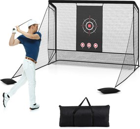 Rede de treino de golfe com redes laterais amovíveis, tecido branco e saco de transporte portátil para uso interior e exterior, 305 x 326 x 225 cm