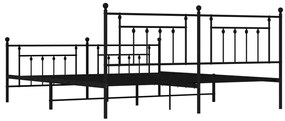 Estrutura de cama com cabeceira e pés 200x200 cm metal preto