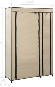 Roupeiro dobrável 110x45x175 cm tecido creme