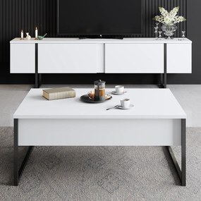 Mesa de Centro "Madrid" – Branco e Preto - 90x60x40 cm – Design Modern