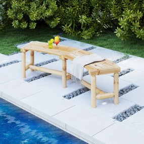 Banco Curvo para Exterior 170 x 58 x 45 cm para 2-3 Pessoas Capacidade de Carga de 360 kg Sem Encosto para Jardim Natural
