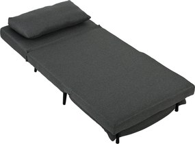 HOMCOM Poltrona-cama, poltrona dobrável 3-em-1 com tecido aspecto linho, encosto ajustável, molas em S, pernas metálicas, Cinza escuro | Aosom Portugal