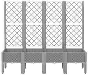 Vaso/floreira jardim c/ treliça 160x40x142 cm PP cinzento-claro