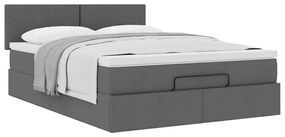 Cama otomana com colchão 140x200 cm tecido cinzento escuro