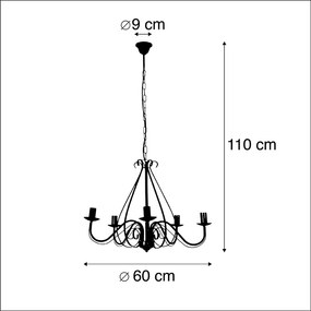 Lustre clássico marrom ferrugem 5-luZes - GIUSEPPE 5 Clássico / Antigo,Country / Rústico