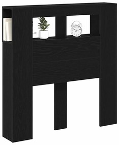Cabeceira de Armazenamento vidaXL com Luzes LED Carvalho Preto 100x18,