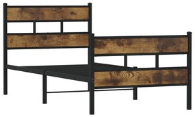 Estrutura de cama sem colchão 107x203 cm metal carvalho fumado