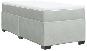 Cama com molas/colchão 90x200 cm veludo cinza-claro
