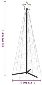 Árvore de Natal em cone 200 luzes LED 70x180 cm branco quente