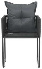 Cadeiras de exterior 2 pcs c/ almofadões vime PE preto