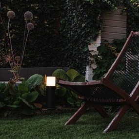 Candeeiro de pé de exterior preto com cúpula opala branca 30 cm IP44 - Odense