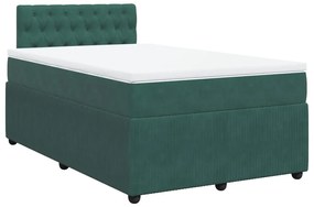 Cama boxspring com colchão 120x200 cm veludo verde-escuro