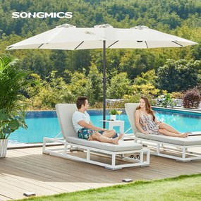 Guarda-sol duplo 460 x 270 cm (C x L) com manivela UPF 50+bege