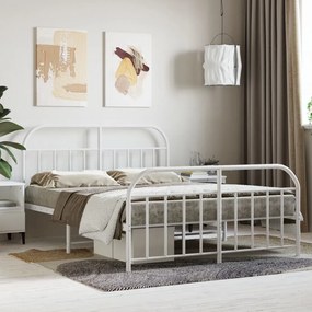 vidaXL Estrutura de cama com cabeceira e pés 140x200 cm metal branco