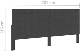Cabeceira de cama acolchoada 200x200 cm tecido cinzento-escuro
