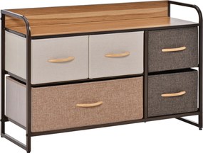 HOMCOM Cómoda Multifuncional 5 Gavetas Tecido Amovível Base Elevada Armazenamento Versátil 87,5x29x58cm Cores Variadas | Aosom Portugal