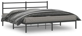 Estrutura de cama em metal com cabeceira 180x200 cm preto