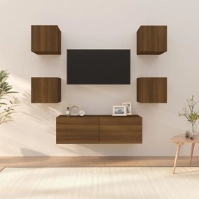 3120304 vidaXL Conjunto móvel TV de parede derivados madeira carvalho castanho