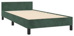 Estrutura de cama c/ cabeceira 90x200 cm veludo verde-escuro