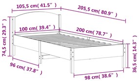 Estrutura de cama com cabeceira 100x200cm pinho maciço branco