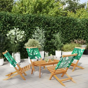 vidaXL Cadeiras de jardim dobráveis 4 pcs tecido/madeira maciça verde