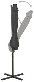 Guarda-sol jardim cantilever c/ poste/luzes LED 300cm antracite