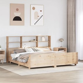 vidaXL Cama com estante sem colchão 200x200 cm madeira maciça