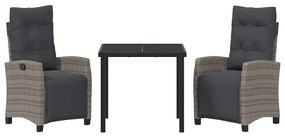 Conjunto de Jantar de Jardim com 3 Peças em Rattan Cinza