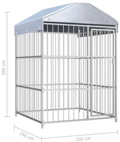 Canil de exterior com telhado 150x150x200 cm