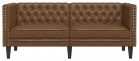 Sofá chesterfield 2 lugares camurça artificial castanho