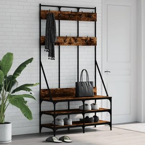 vidaXL Bengaleiro c/ arrumação de calçado 100x40x184cm carvalho fumado