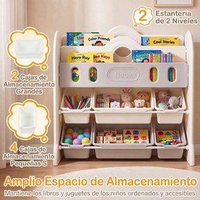 Estante Infantil para Livros e Brinquedos com Design de Astronauta, 85 x 41 x 84 cm, 6 Caixas Removíveis, Cinzento + Branco