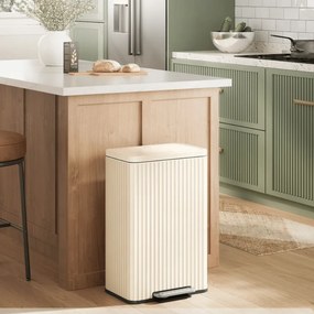 Caixote do lixo 50L com pedal e fecho suave 40,3 x 33,6 x 62,5 cm Creme