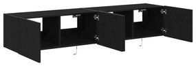 Armários de TV vidaXL com luzes LED 2 pcs Preto Carvalho 80x35x31 cm