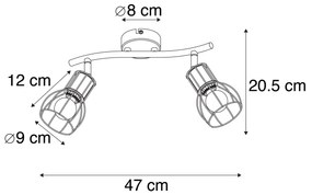 Candeeiro de tecto moderno preto ajustável com 2 luzes - Botu Moderno