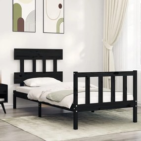 3193330 vidaXL Estrutura de cama com cabeceira 100x200 cm madeira maciça preto
