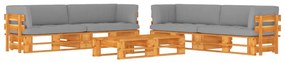 6 pcs conjunto lounge paletes pinho impregnado castanho mel