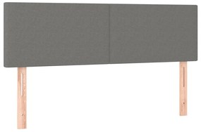 Cabeceira de cama c/luzes LED tecido 144x5x78/88cm cinza-escuro