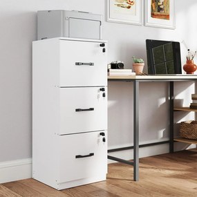Armário de gavetas escritório em madeira 40 x 41 x 103 cm Branco