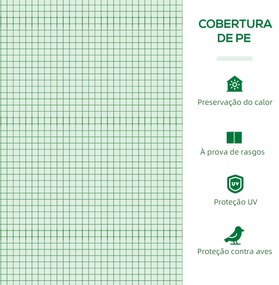 Estufa de Jardim Mini Estufa 240x90x90 cm com Janelas de Malha e Estru