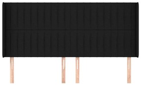 Cabeceira de cama c/ abas tecido 183x16x118/128 cm preto
