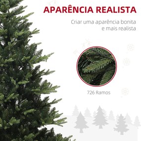 Árvore de Natal 180 cm Árvore de Natal Artificial com 350 Luzes LED 726 Ramos e Suporte de Aço Decoração de Natal  Ø114x180 cm Verde