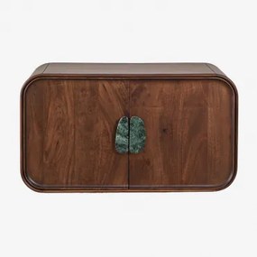 Conjunto De Móvel De Casa De Banho Em Madeira De Manga E Pedra Natural Kivalina Mármore Verde Udaipur - Madeira De Manga Escura & Sem - Sklum