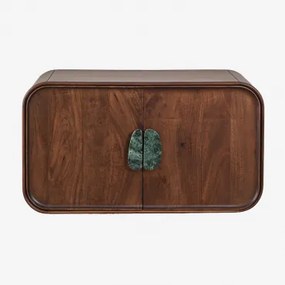 Conjunto De Móvel De Casa De Banho Suspenso 95x45 Cm Em Madeira De Manga E Pedra Natural Kivalina Mármore Verde Udaipur - Madeira De Manga - Sklum