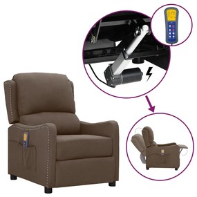 vidaXL Poltrona de massagens tecido cinzento-acastanhado
