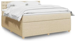 vidaXL Cama com molas/colchão 180x200 cm tecido cor creme