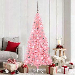vidaXL Árvore de Natal com 300 LEDs com suporte Rosa 180 cm PVC