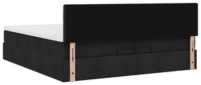 Estrutura de cama otomana com colchão 200x200 cm tecido preto